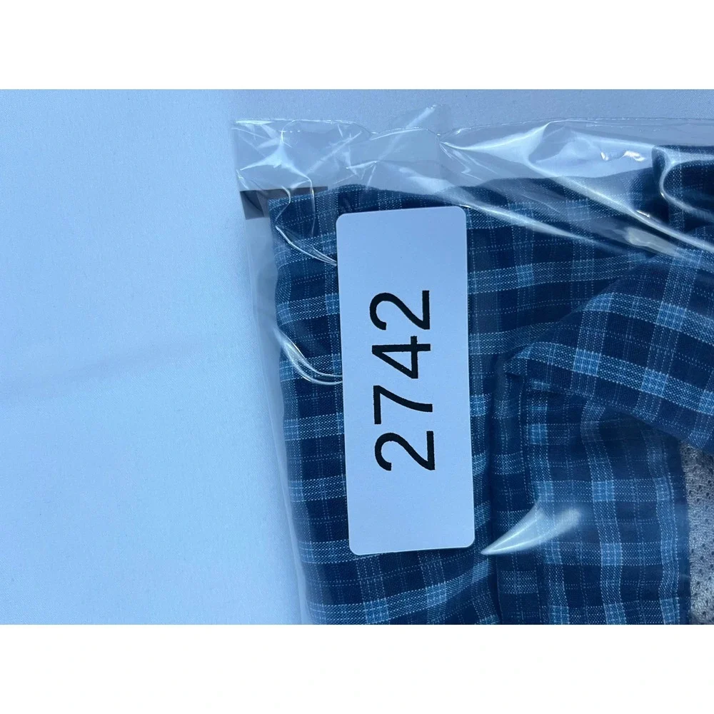 The North Face Mens L G Plaid Short Sleeve Button‎ Down Shirt Blue Tan